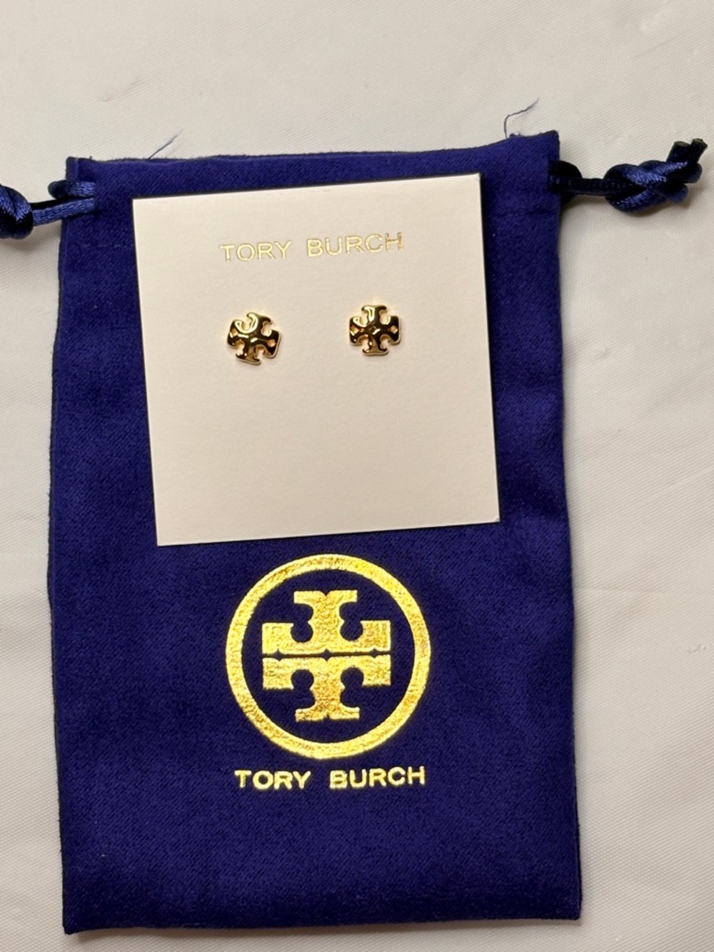 Tory Burch Gold Logo Stud Earrings - Shiny Gold